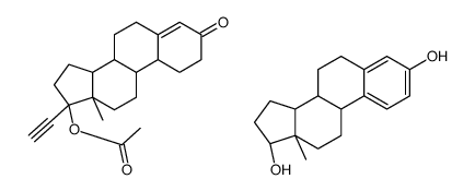 [(8R,9S,10R,13S,14S,17R)-17-ethynyl-13-methyl-3-oxo-1,2,6,7,8,9,10,11,12,14,15,16-dodecahydrocyclopenta[a]phenanthren-17-yl] acetate,(8R,9S,13S,14S,17S)-13-methyl-6,7,8,9,11,12,14,15,16,17-decahydrocyclopenta[a]phenanthrene-3,17-diol结构式