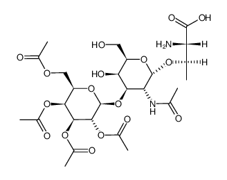 O-(2,3,4,6-Tetra-O-acetyl-β-D-galactopyranosyl)-(1[*]3)-O-(2-acetamido-2-desoxy-α-D-galactopyranosyl)-(1[*]3)-L-threonin Structure