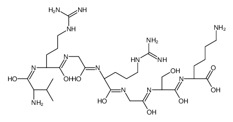 (2S)-6-amino-2-[[(2S)-2-[[2-[[(2S)-2-[[2-[[(2S)-2-[[(2S)-2-amino-3-methylbutanoyl]amino]-5-(diaminomethylideneamino)pentanoyl]amino]acetyl]amino]-5-(diaminomethylideneamino)pentanoyl]amino]acetyl]amino]-3-hydroxypropanoyl]amino]hexanoic acid Structure