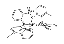 [(κ2-P,O-2-(bis(2-methoxyphenyl)phosphino)benzenesulfonato)PdMe(OP(o-tolyl)3)] Structure