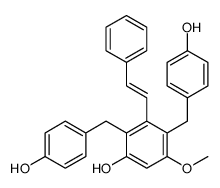 5-methoxy-3-(2-phenylethenyl)-2,4-bis(4-hydroxybenzyl)phenol structure