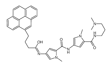 N-[5-[3-(dimethylamino)propylcarbamoyl]-1-methylpyrrol-3-yl]-1-methyl-4-(4-pyren-4-ylbutanoylamino)pyrrole-2-carboxamide结构式