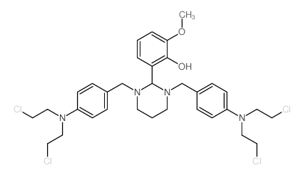 Phenol,2-[1,3-bis[[4-[bis(2-chloroethyl)amino]phenyl]methyl]hexahydro-2-pyrimidinyl]-6-methoxy-结构式