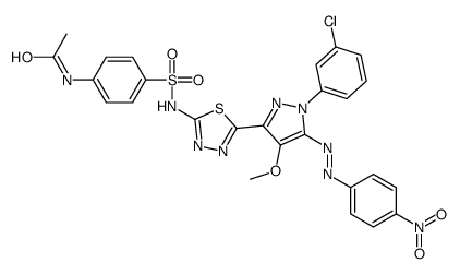 N-[4-[[5-[1-(3-chlorophenyl)-4-methoxy-5-(4-nitrophenyl)diazenyl-pyraz ol-3-yl]-1,3,4-thiadiazol-2-yl]sulfamoyl]phenyl]acetamide结构式