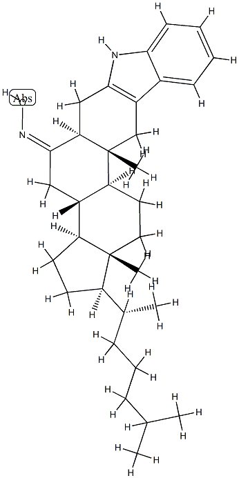 1'H-5α-Cholest-2-eno[3,2-b]indol-6-one oxime structure