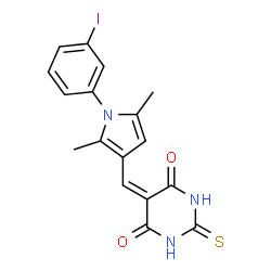 5-{[1-(3-iodophenyl)-2,5-dimethyl-1H-pyrrol-3-yl]methylidene}-2-thioxodihydropyrimidine-4,6(1H,5H)-dione结构式