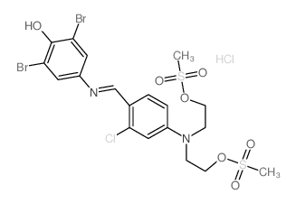 4-[[4-(bis(2-methylsulfonyloxyethyl)amino)-2-chloro-phenyl]methylideneamino]-2,6-dibromo-phenol结构式