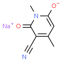 sodium 5-cyano-1,2-dihydro-1,4-dimethyl-6-oxopyridine-2-yl oxido structure