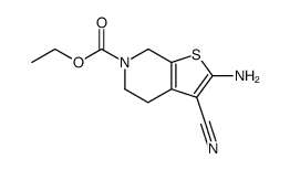 2-amino-3-cyano-4,5,6,7-tetrahydrothieno[2,3-c]pyridine-6-carboxylic acid ethyl ester结构式