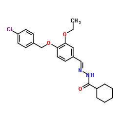 N'-[(E)-{4-[(4-Chlorobenzyl)oxy]-3-ethoxyphenyl}methylene]cyclohexanecarbohydrazide结构式