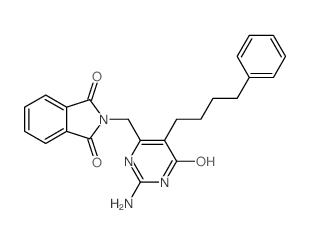 2-[[2-amino-6-oxo-5-(4-phenylbutyl)-3H-pyrimidin-4-yl]methyl]isoindole-1,3-dione结构式