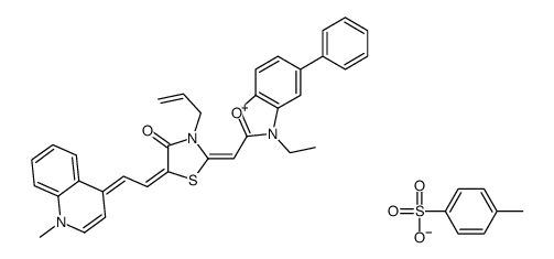 2-[[3-allyl-5-[(1-methyl-1H-quinolin-4-ylidene)ethylidene]-4-oxothiazolidin-2-ylidene]methyl]-3-ethyl-5-phenylbenzoxazolium p-toluenesulphonate结构式