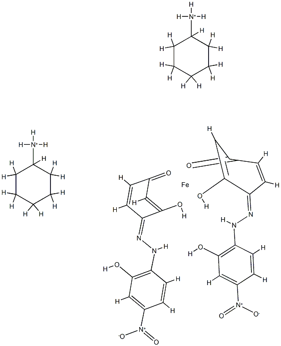 bis(cyclohexylammonium) bis[4-[(2-hydroxy-4-nitrophenyl)azo]benzene-1,3-diolato(2-)]ferrate(2-)结构式