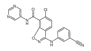 6-chloro-3-(3-cyanophenylamino)-N-(pyrimidin-5-yl)benzo[d]isoxazole-7-carboxamide Structure