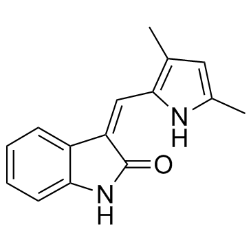 1,3-二氢-3-[(3,5-二甲基-1H-吡咯-2-基)亚甲基]-2H-吲哚-2-酮结构式