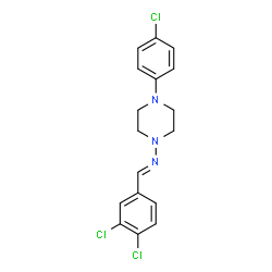 4-(4-chlorophenyl)-N-(3,4-dichlorobenzylidene)piperazin-1-amine结构式