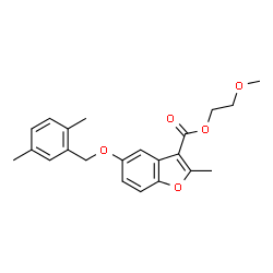 2-methoxyethyl 5-((2,5-dimethylbenzyl)oxy)-2-methylbenzofuran-3-carboxylate structure