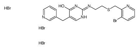 2-[2-[(3-bromopyridin-2-yl)methylsulfanyl]ethylamino]-5-(pyridin-3-ylmethyl)-1H-pyrimidin-6-one,trihydrobromide Structure