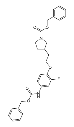 3-[2-(4-Benzyloxycarbonylamino-2-fluoro-phenoxy)-ethyl]-pyrrolidine-1-carboxylic acid benzyl ester结构式