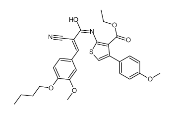 ethyl 2-[[3-(4-butoxy-3-methoxyphenyl)-2-cyanoprop-2-enoyl]amino]-4-(4-methoxyphenyl)thiophene-3-carboxylate结构式