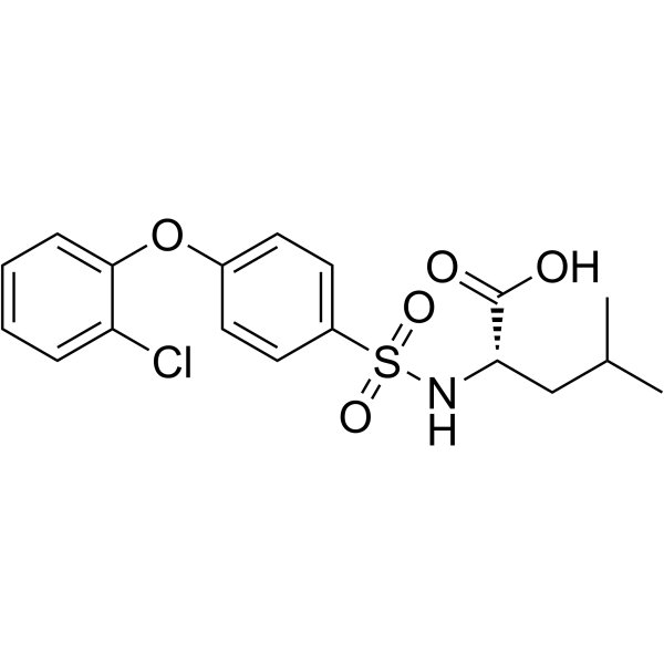 ((4-(2-Chlorophenoxy)phenyl)sulfonyl)leucine structure