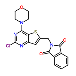 2-{[2-Chloro-4-(4-morpholinyl)thieno[3,2-d]pyrimidin-6-yl]methyl}-1H-isoindole-1,3(2H)-dione结构式