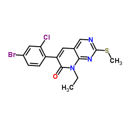 6-(4-Bromo-2-chlorophenyl)-8-ethyl-2-(methylsulfanyl)pyrido[2,3-d]pyrimidin-7(8H)-one结构式