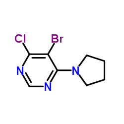 5-Bromo-4-chloro-6-(1-pyrrolidinyl)pyrimidine结构式