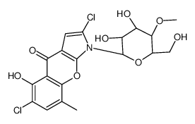 2,6-dichloro-1-[(2R,3R,4R,5S,6R)-3,4-dihydroxy-6-(hydroxymethyl)-5-methoxyoxan-2-yl]-5-hydroxy-8-methylchromeno[2,3-b]pyrrol-4-one Structure