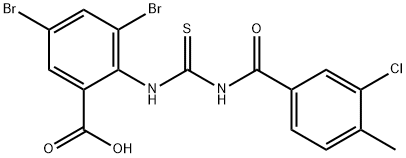 3,5-dibromo-2-[[[(3-chloro-4-methylbenzoyl)amino]thioxomethyl]amino]-benzoic acid Structure