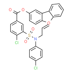 Benzoic acid, 4-chloro-3-[[(4-chlorophenyl)-2-propenylamino]sulfonyl]-, 2-dibenzofuranyl ester (9CI picture