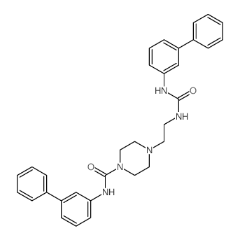 N-(3-phenylphenyl)-4-[2-[(3-phenylphenyl)carbamoylamino]ethyl]piperazine-1-carboxamide结构式