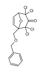 1-(benzyloxymethyl)-2,2,4,4-tetrachloro-8-oxa-bicyclo[3.2.1]oct-6-en-3-one结构式