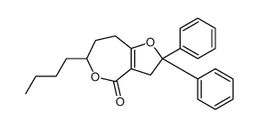 6-butyl-2,2-diphenyl-3,6,7,8-tetrahydrofuro[3,2-c]oxepin-4-one结构式