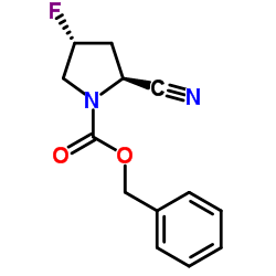 N-CBZ-trans-4-Fluoro-L-Prolinonitrile Structure