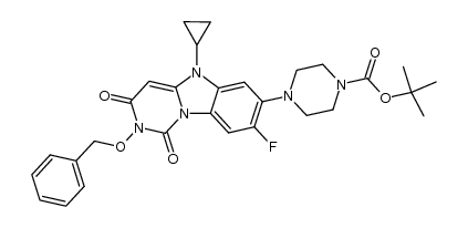 tert-butyl 4-[2-(benzyloxy)-5-cyclopropyl-8-fluoro-1,2,3,5-tetrahydro-1,3-dioxopyrimido[1,6-a]benzimidazol-7-yl]-1-piperazinecarboxylate Structure