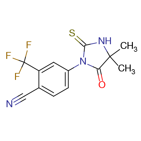 4-(4,4-dimethyl-5-oxo-2-thioxo-1-imidazolidinyl)-2-(trifluoromethyl)-benzonitrile结构式