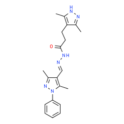 N'-[(E)-(3,5-dimethyl-1-phenyl-1H-pyrazol-4-yl)methylidene]-3-(3,5-dimethyl-1H-pyrazol-4-yl)propanehydrazide结构式