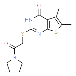 2-[(4-hydroxy-5,6-dimethylthieno[2,3-d]pyrimidin-2-yl)sulfanyl]-1-(pyrrolidin-1-yl)ethanone structure