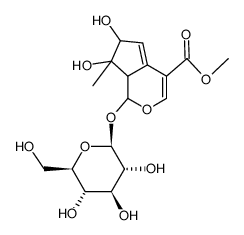 (1S)-1α-(β-D-Glucopyranosyloxy)-1,6,7,7aα-tetrahydro-6α,7β-dihydroxy-7-methylcyclopenta[c]pyran-4-carboxylic acid methyl ester结构式