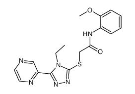 2-((4-ethyl-5-(pyrazin-2-yl)-4H-1,2,4-triazol-3-yl)thio)-N-(2-methoxyphenyl)acetamide结构式