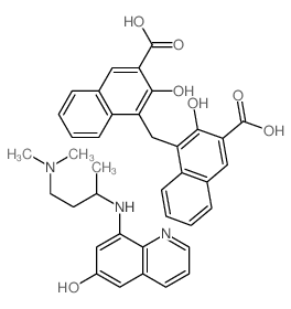 4-[(3-carboxy-2-hydroxy-naphthalen-1-yl)methyl]-3-hydroxy-naphthalene-2-carboxylic acid; 8-(4-dimethylaminobutan-2-ylamino)quinolin-6-ol structure