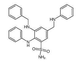 3-Benzylamino-2-phenylamino-5-phenylaminomethyl-benzenesulfonamide Structure