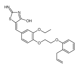 (5Z)-2-amino-5-[[3-ethoxy-4-[2-(2-prop-2-enylphenoxy)ethoxy]phenyl]methylidene]-1,3-thiazol-4-one结构式