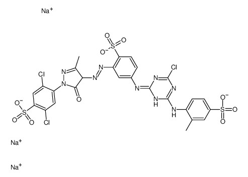 4-[[4-氯-6-[(2-甲基-4-磺苯基)氨基]-1,3,5-三嗪-2-基]氨基]-2-[[1-(2,5-二氯-4-磺苯基)-4,5-二氢-3-甲基-5-氧代-1H-吡唑-4-基]偶氮]苯磺酸三钠盐结构式