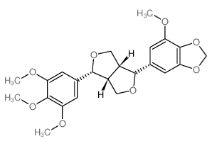 1,3-Benzodioxole, 4-methoxy-6-(tetrahydro-4-(3,4,5-trimethoxyphenyl)-1H,3H-furo(3,4-c)furan-1-yl)-, (1R-(1alpha,3abeta,4alpha,6abeta))- picture