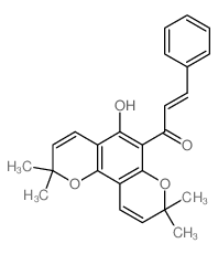 2-Propen-1-one,1-(5-hydroxy-2,2,8,8-tetramethyl- 2H,8H-benzo[1,2-b:3,4-b']dipyran-6- yl)-3-phenyl-,(2E)-结构式