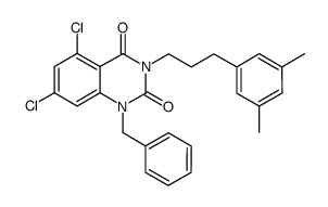 1-benzyl-5,7-dichloro-3-[3-(3,5-dimethyl-phenyl)-propyl]-1H-quinazoline-2,4-dione Structure