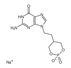 5-<2'-(2-amino-1,9-dihydro-6-oxo-6H-purin-9-yl)ethyl>-1,3,2-dioxa-2-oxophosphorinane sodium salt Structure