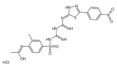 N-[4-[(E)-[amino-[[(E)-N'-[5-(4-nitrophenyl)-1,3,4-thiadiazol-2-yl]carbamimidoyl]amino]methylidene]amino]sulfonyl-2-methylphenyl]acetamide,hydrochloride Structure